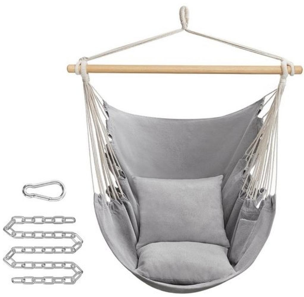 Songmics Hängesessel, Hängeschaukel, Hängestuhl mit 2 Kissen, Metallkette, bis 150 kg belastbar, Indoor und Outdoor, Wohnzimmer, Schlafzimmer, taubengrau GDC187G01 Bild 1