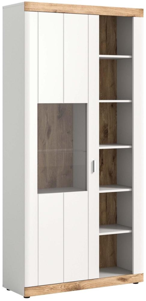 Vitrine Laredo - Weiß Matt / Nox Oak mit Beleuchtung Bild 1