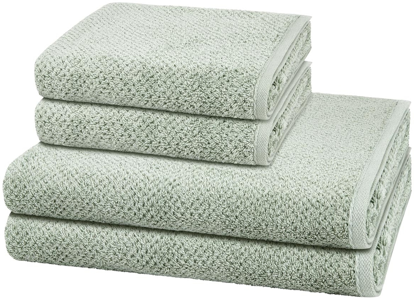 Cawö Pure 4 tlg. Frottier-Set - 2 X Handtuch (50 X 100cm), 2 X Duschtuch (80 X 150cm) - 494 g/m2 - Eukalyptus Bild 1