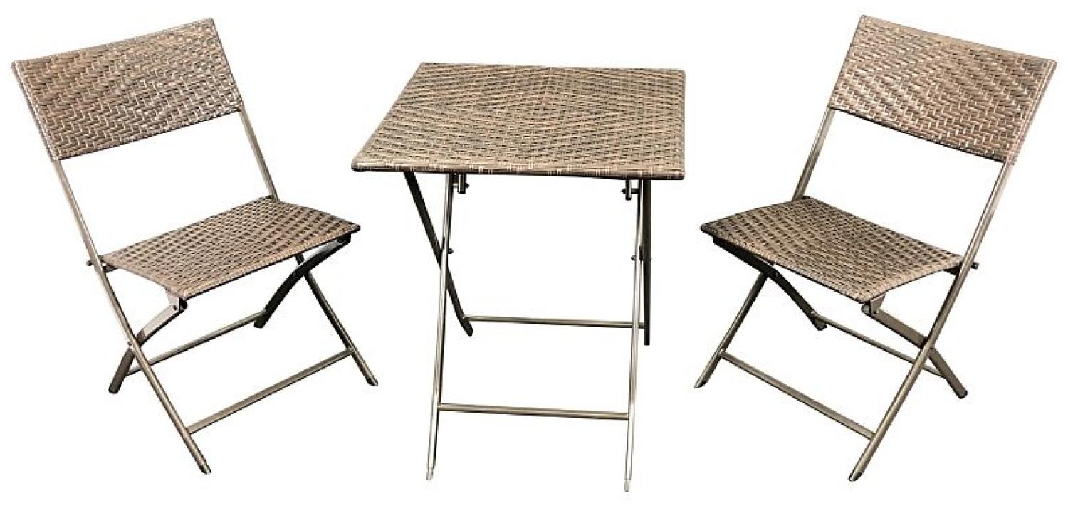 Bistroset 3 teilig Metall Polyrattan braun bicolor Bild 1