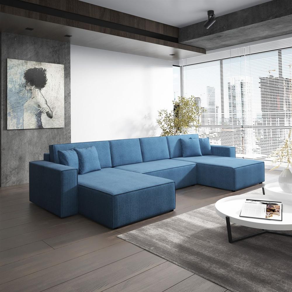 Wohnlandschaft Schlafsofa Sofa CONOR Stoff Poso Marineblau Bild 1