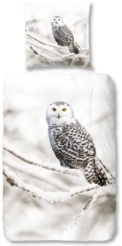 good morning Bettwäsche 6221 Snowy Owl White Flanell, Flanell, 2 teilig, Winter, Schnee, Federkleid, Vogel Bild 1