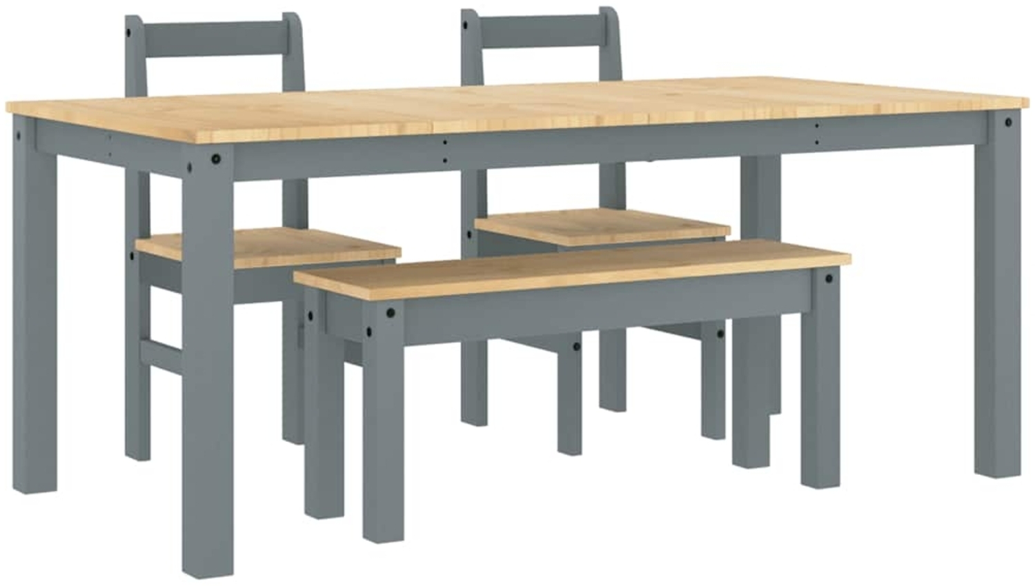 vidaXL 4-tlg. Essgruppe Panama Grau Massivholz Kiefer 3345186 Bild 1