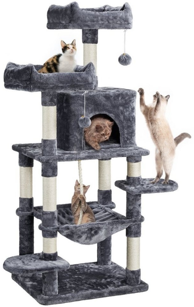 Yaheetech Kratzbaum, 149 cm hoch Katzenbaum mit 2 Kuschelige Bild 1