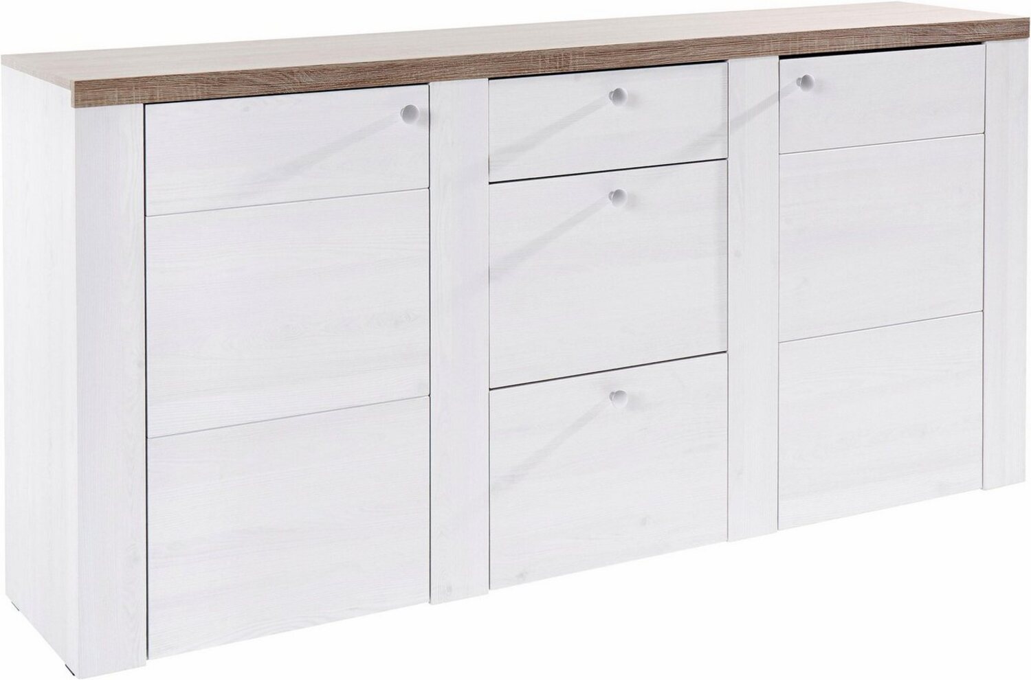 Home affaire Sideboard Larona, zeitlose Kommode mit 2 Türen, 3 Schubkästen, Türkommode, Höhe 84 cm, viel Stauraum, Anrichte mit dekorativer Rahmenoptik Bild 1