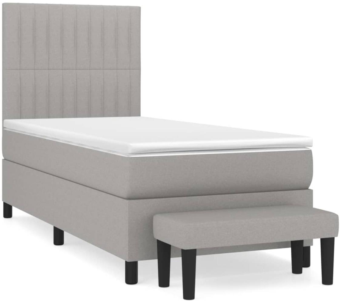 vidaXL Boxspringbett mit Matratze Hellgrau 80x200 cm Stoff 3136709 Bild 1