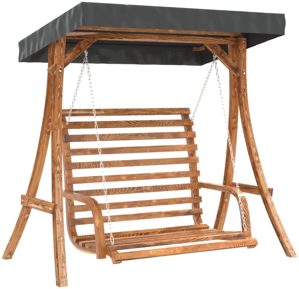 vidaXL Hollywoodschaukel mit Dach Massivholz Fichte mit Teak-Finish 3200628 Bild 1