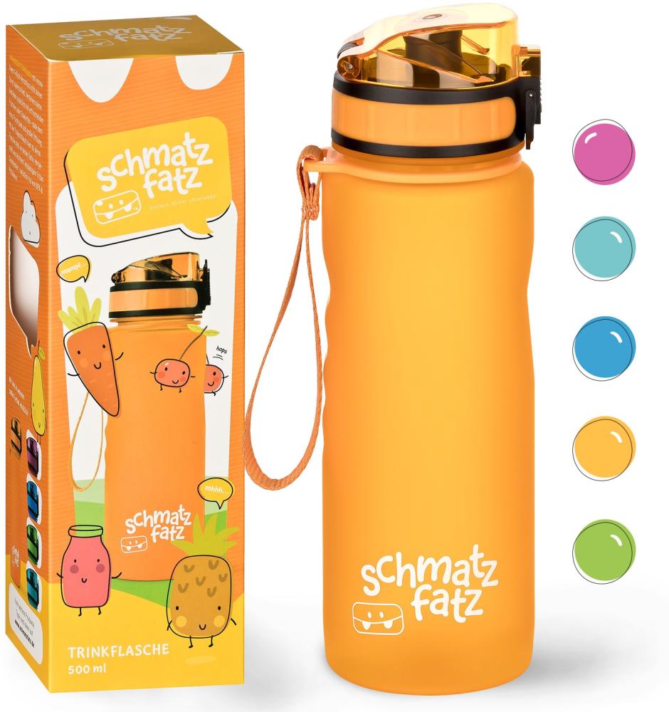 schmatzfatz Trinkflasche Sportflasche 500 ml 24 cm Tritan Orange Bild 1