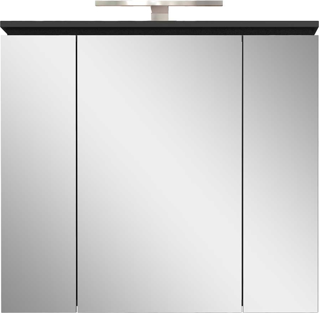 Spiegelschrank Moldau / Modesto, Glas, Holzwerkstoff, Schwarz, Verspiegelt, 76 x 74 x 23 cm Bild 1