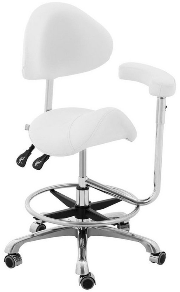 Physa Drehstuhl Sattelstuhl Sattelhocker mit Lehne Rollhocker Braun höhenverstellbar Bild 1