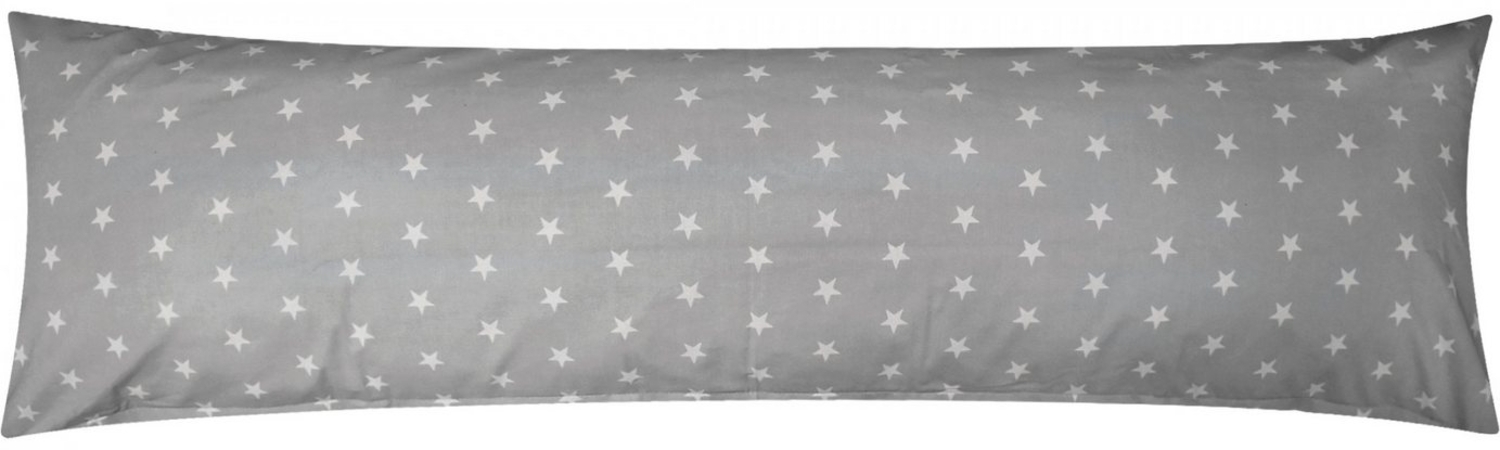 Heubergshop Seitenschläferkissenbezug, (1 Stück), 40x145cm Sterne in grau, schwarz und weiß 100% Baumwolle (376/5-grau) Bild 1