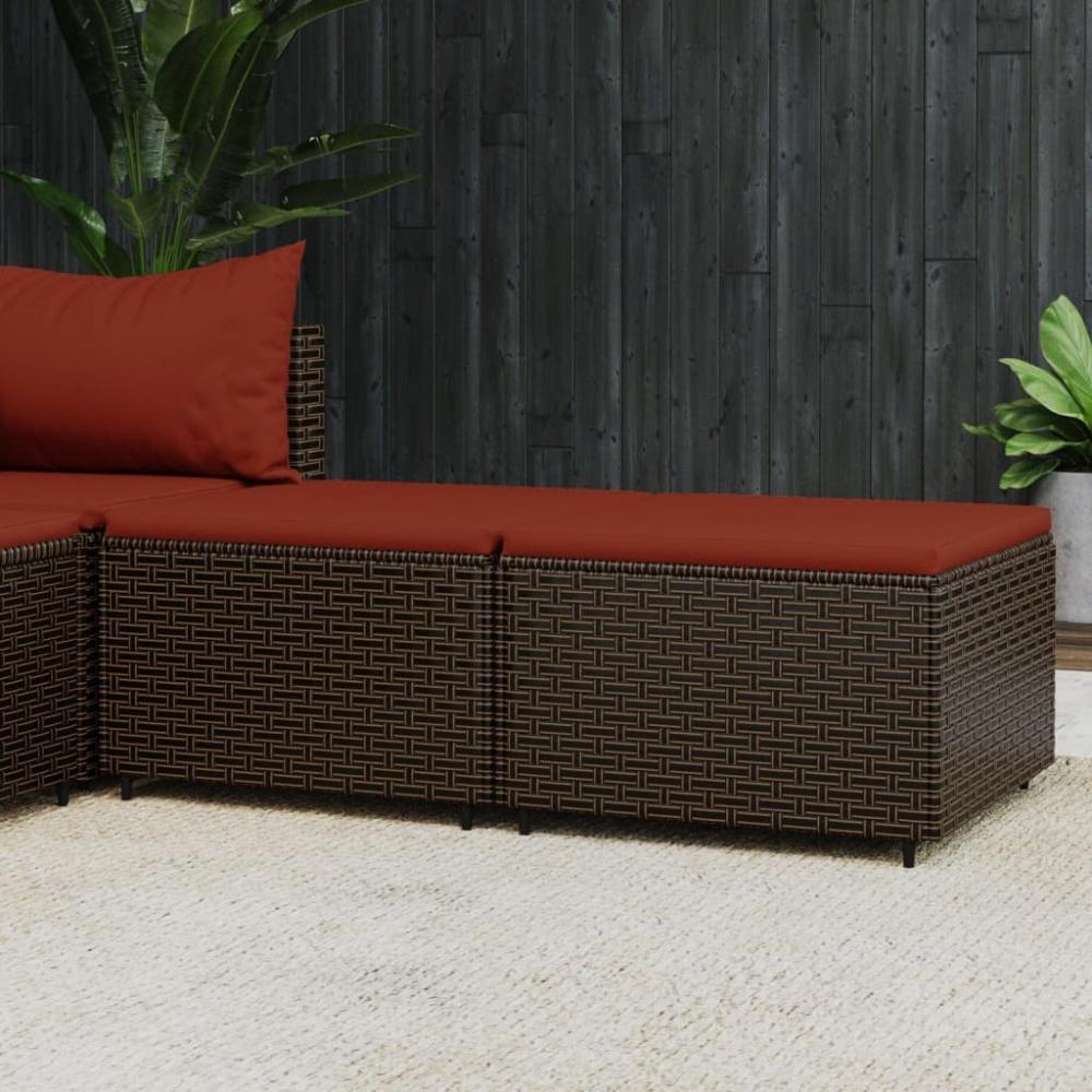 vidaXL Gartenhocker mit Kissen 2 Stk. Braun Poly Rattan 319821 Bild 1