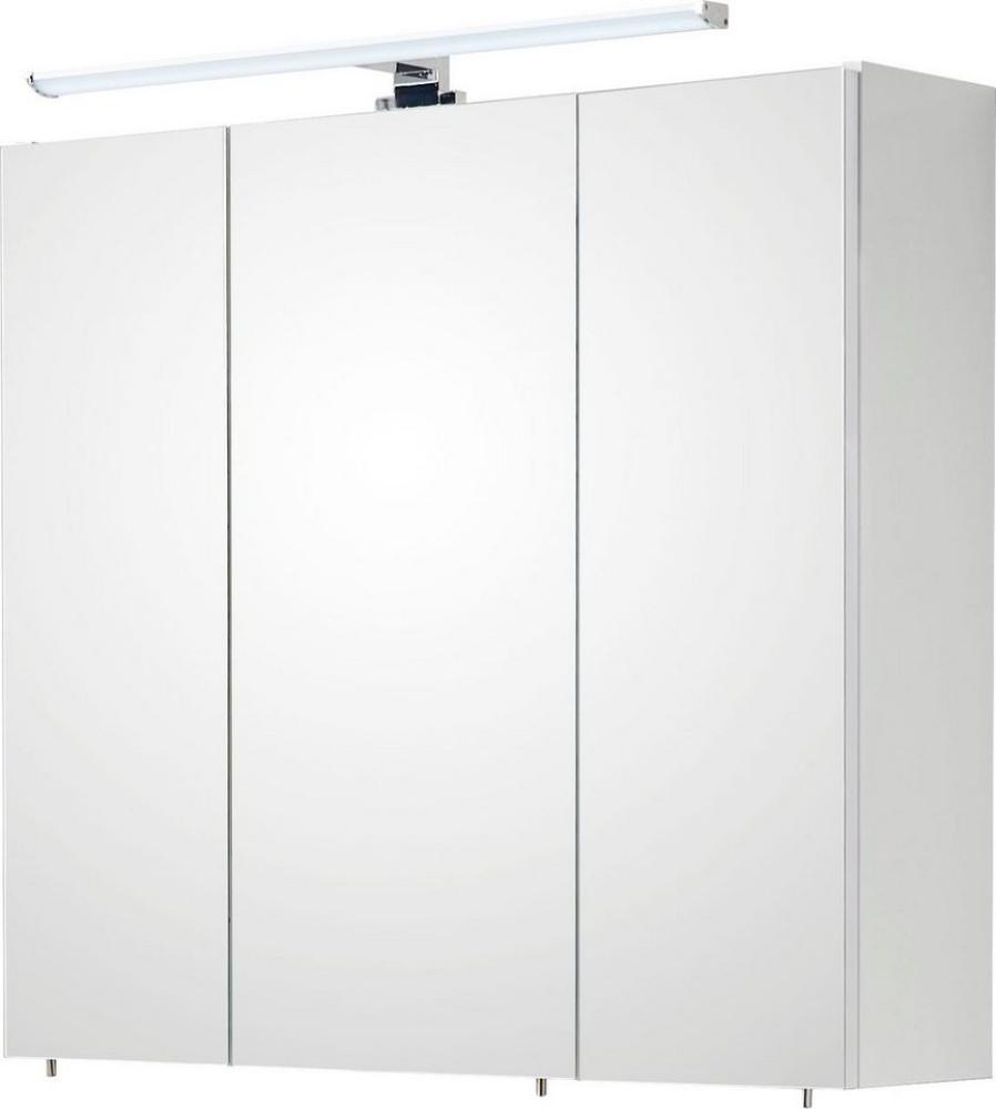 Saphir Spiegelschrank Quickset 360 Badschrank, 3 Spiegeltüren, 6 Einlegeböden, 75 cm breit inkl. LED-Beleuchtung, Türdämpfer, Schalter-/Steckdosenkombination Bild 1