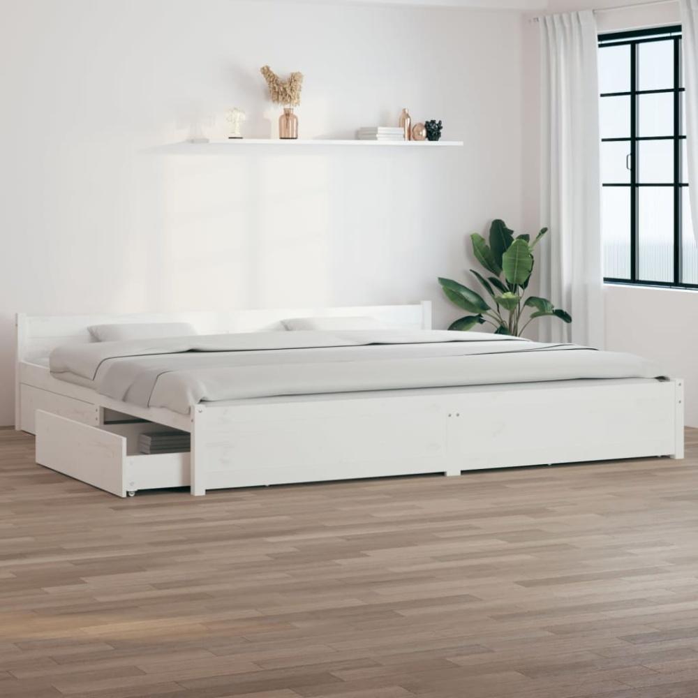 vidaXL Bett mit Schubladen Weiß 180x200 cm 6FT Super King [3103575] Bild 1
