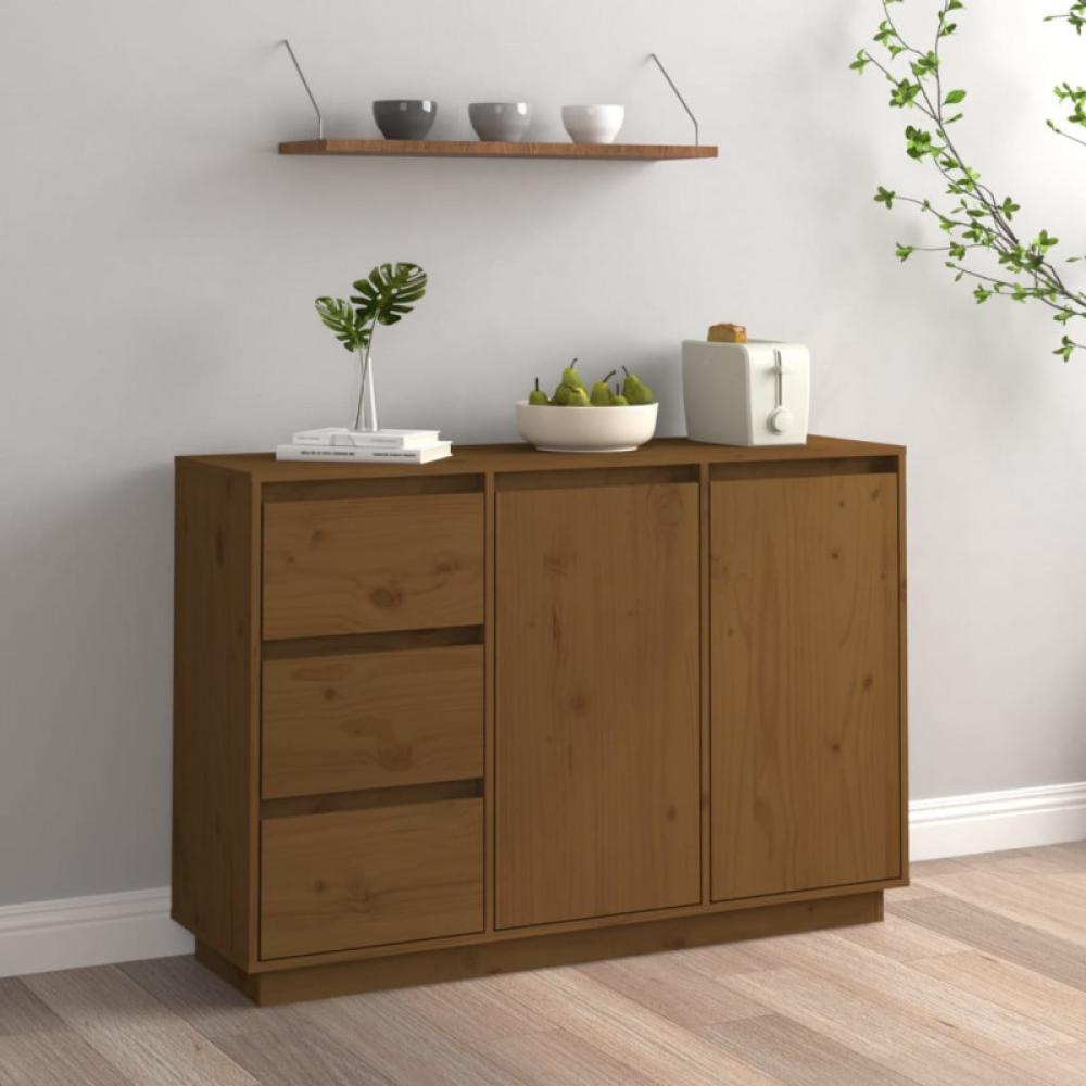 Sideboard Honigbraun 111 x 34 x 75 cm Massivholz Kiefer Bild 1