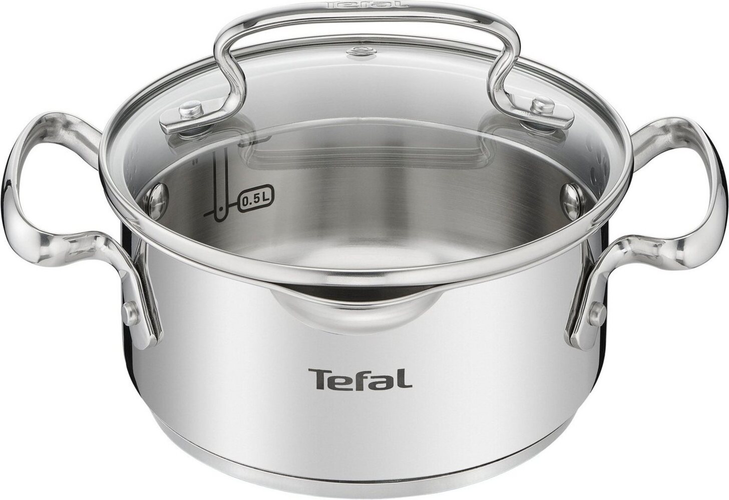 Tefal Kochtopf Duetto+, Edelstahl 18/10, hochglanzpoliert, Glasdeckel mit Siebfunktion Bild 1