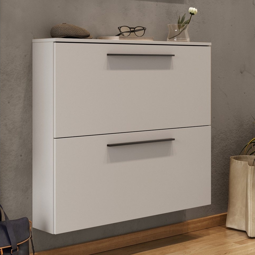 Lomadox Schuhschrank UTRERA-01 Schuhkipper Flur schmal, modern, Kaschmir, weiß, B/H/T: 100/85/19 cm Bild 1