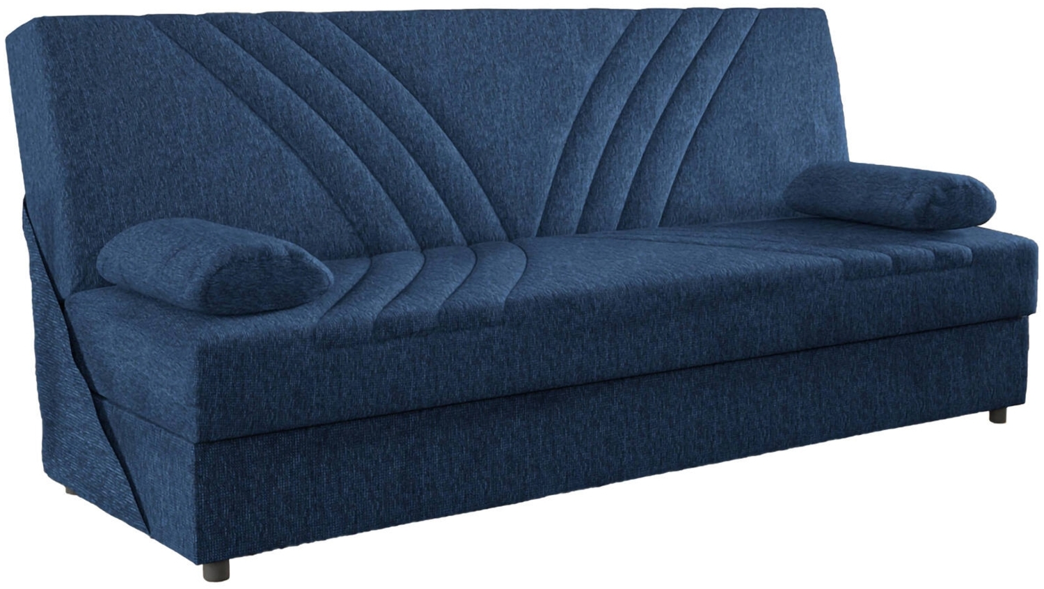 Dmora 3-Sitzer Schlafsofa Apicella, Sofa mit Stauraum und 2 Kissen inklusive, Wohnzimmersofa aus Stoff mit Klick-Klack-Öffnung, 181 x 81 x 88 cm, Blau Bild 1