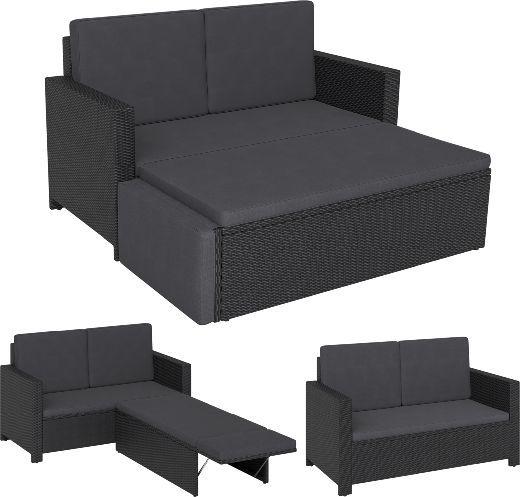 STEELSØN 'Elnath' Polyrattan 2er Sofa mit Hocker, schwarz Bild 1