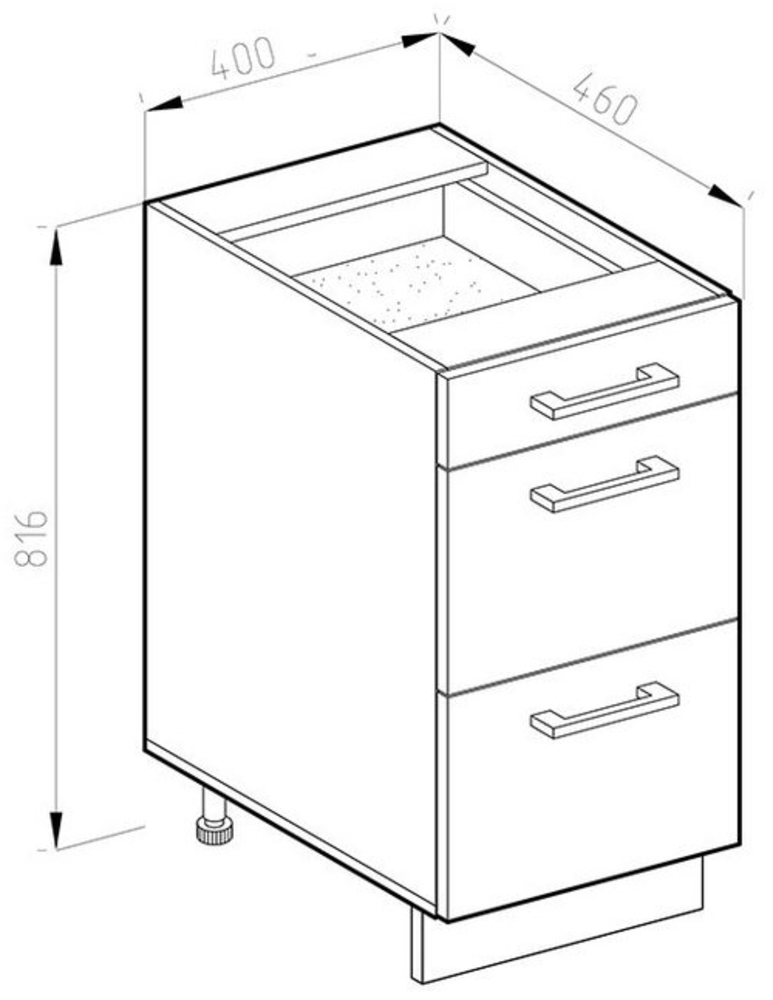 Vicco Küchenschrank Küchenzeile R-Line, Anthrazit Hochglanz, Schubladenunterschrank 40 cm, ohne AP Bild 1