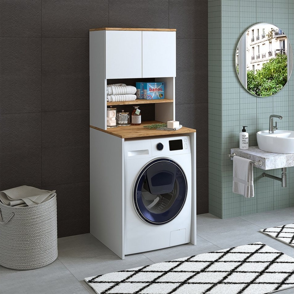 Roomart Waschmaschinenumbauschrank (Waschmaschinenschrank Überbauschrank Haushaltschrank Bad Schrank) Bild 1