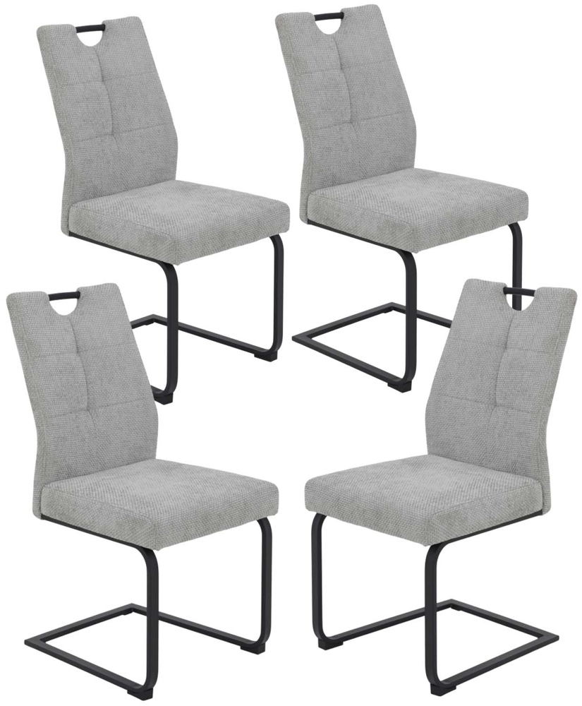 4er Set XL Schwingstuhl Malea - Webstoff Grau Bild 1