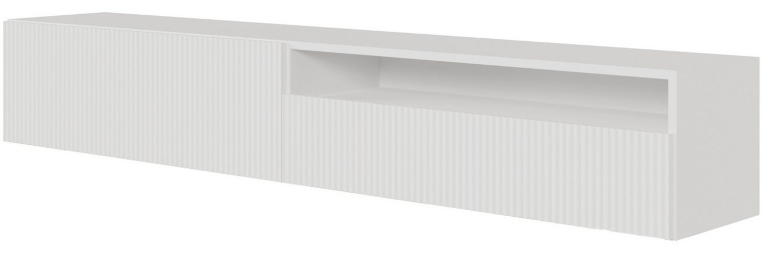 Selsey TV Schrank Board Sideboard Fernsehtisch Fernsehschrank 175 cm Hängend Mit Offenem Fach Gefräste Front Weiß Veldio Bild 1