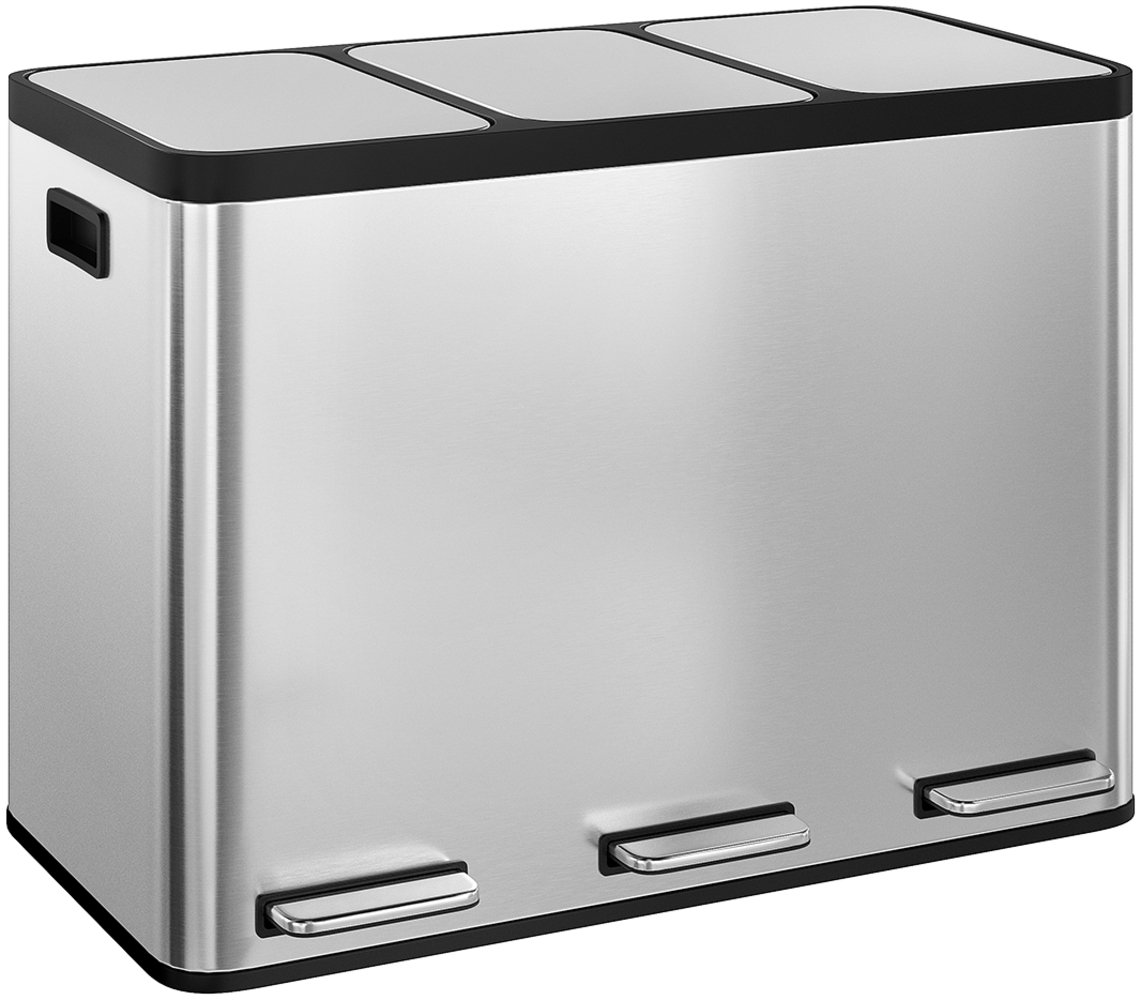 STEELSØN 'Epsilon' Mülleimer, 3x15L, silber, Edelstahl, Mülltrennsystem mit 2 Fächern, inkl. Softclose-Deckel und Tragegriffen Bild 1