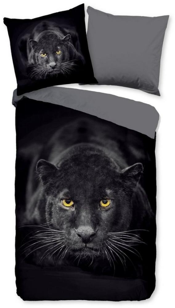 MTOnlinehandel Bettwäsche Panther 135x200 + 80x80 cm, 100 % Polyester, Mikrofaser, 2 teilig, moderne Wende-Bettwäsche für Teenager und Erwachsene Bild 1