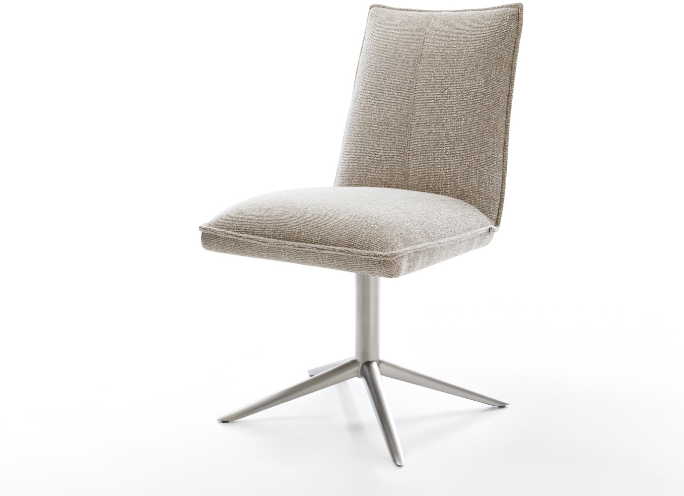 Drehstuhl Lelio-Flex Webstoff Soft Beige Fußkreuz Edelstahl 360° drehbar Wippfunktion Taschenfederkern Bild 1