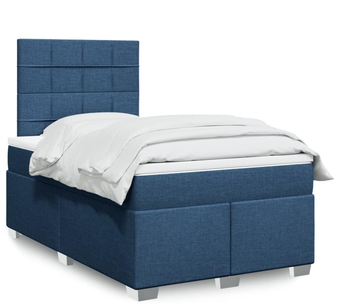 vidaXL Boxspringbett mit Matratze Blau 120x190 cm Stoff 3292733 Bild 1