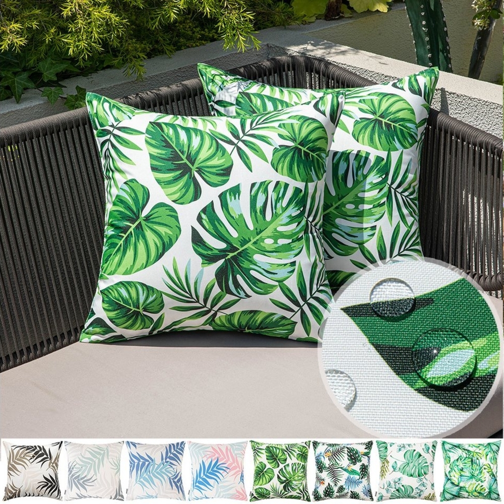 Jibenhome Kissenbezüge Outdoor Kissenbezüge Wasserdicht Sofakissen Wasserfest Dekokissen Sofa, (2 Stück), 2/4er Set Garten Zierkissen 45x45cm Kissenhülle Wasserfest Couchkissen Bild 1