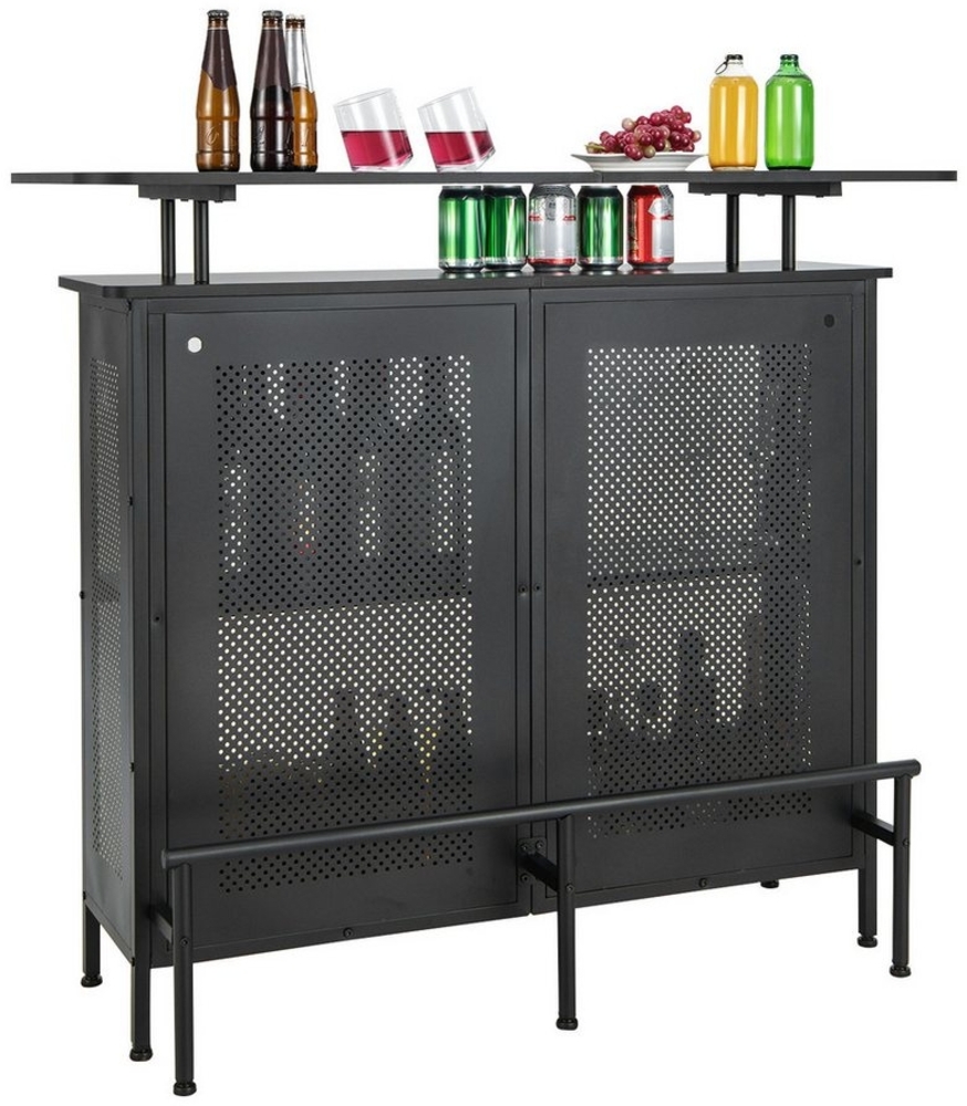 COSTWAY Bartisch, Küche, mit Stauraum & Fußstütze, 120x50x106,5cm, schwarz Bild 1