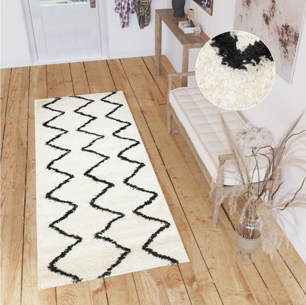 Tapiso Hochflor-Läufer DELHI, rechteckig, Höhe: 30 mm, Langflor Shaggy Modern Design Flauschig Wohnzimmer Schlafzimmer Bild 1