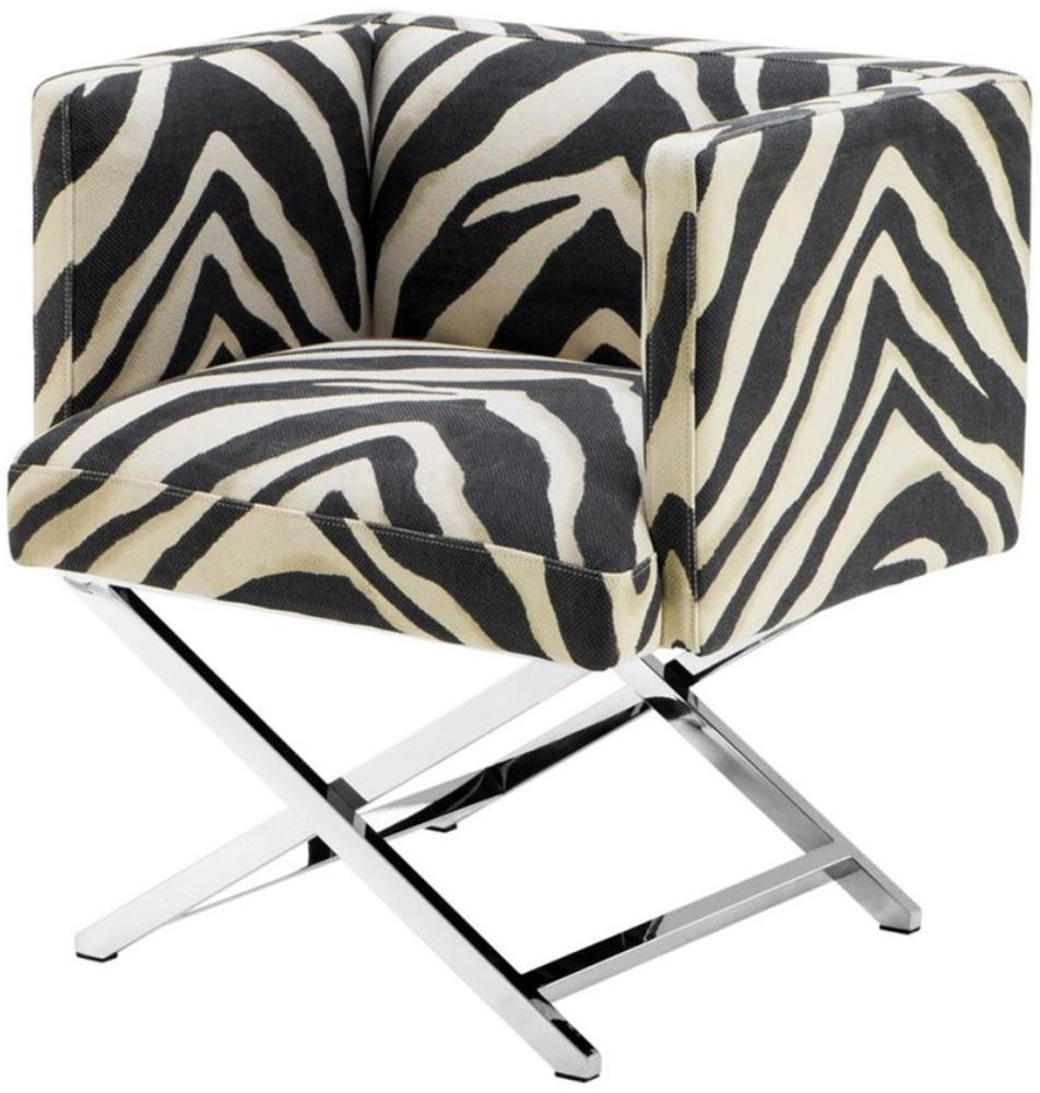 Casa Padrino Luxus Club Sessel im Zebra Design 68 x 57 x H. 74 cm - Art Deco Möbel Bild 1