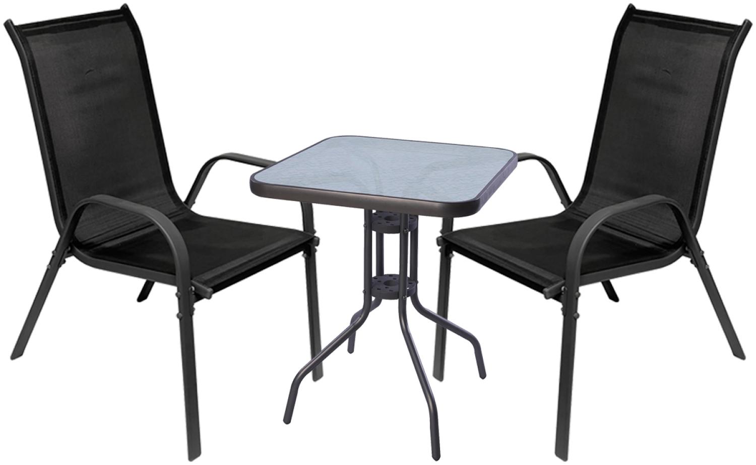 3-tlg. Bistro Garnitur Balkonset Tisch + 2 Stapelstühle Ø60xH70cm Bild 1