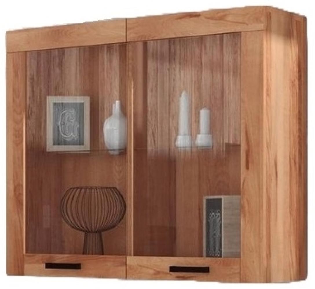 Wandschrank Ringo aus Kernbuche massiv 105x32x90 mit 2 Glastüren Bild 1