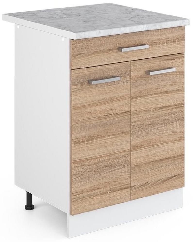 Vicco Küchenschrank R-Line Hängeschrank Unterschrank Küchenzeile Küchenunterschrank Arbeitsplatte, Möbel verfügbar in anthrazit und weiß (Sonoma mit Arbeitsplatte, Schubunterschrank 60 cm) Bild 1