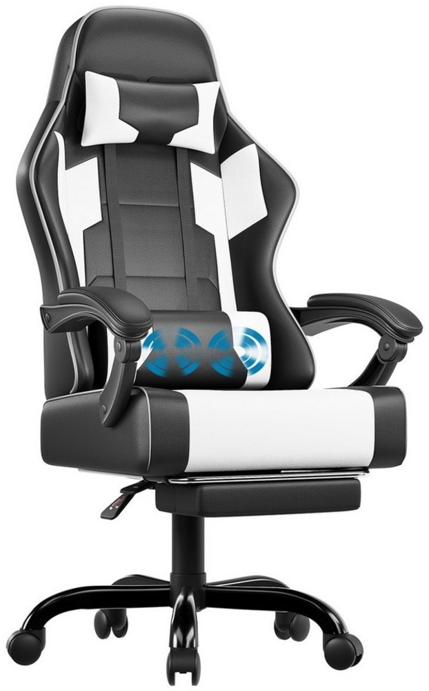 HOMALL Gaming-Stuhl LED Massage Bürostuhl mit Fußstütze,Kopfstütze Gaming Chair (Gaming Sessel,Federsitzkissen mit Fußstütze,360° drehbar) Bild 1