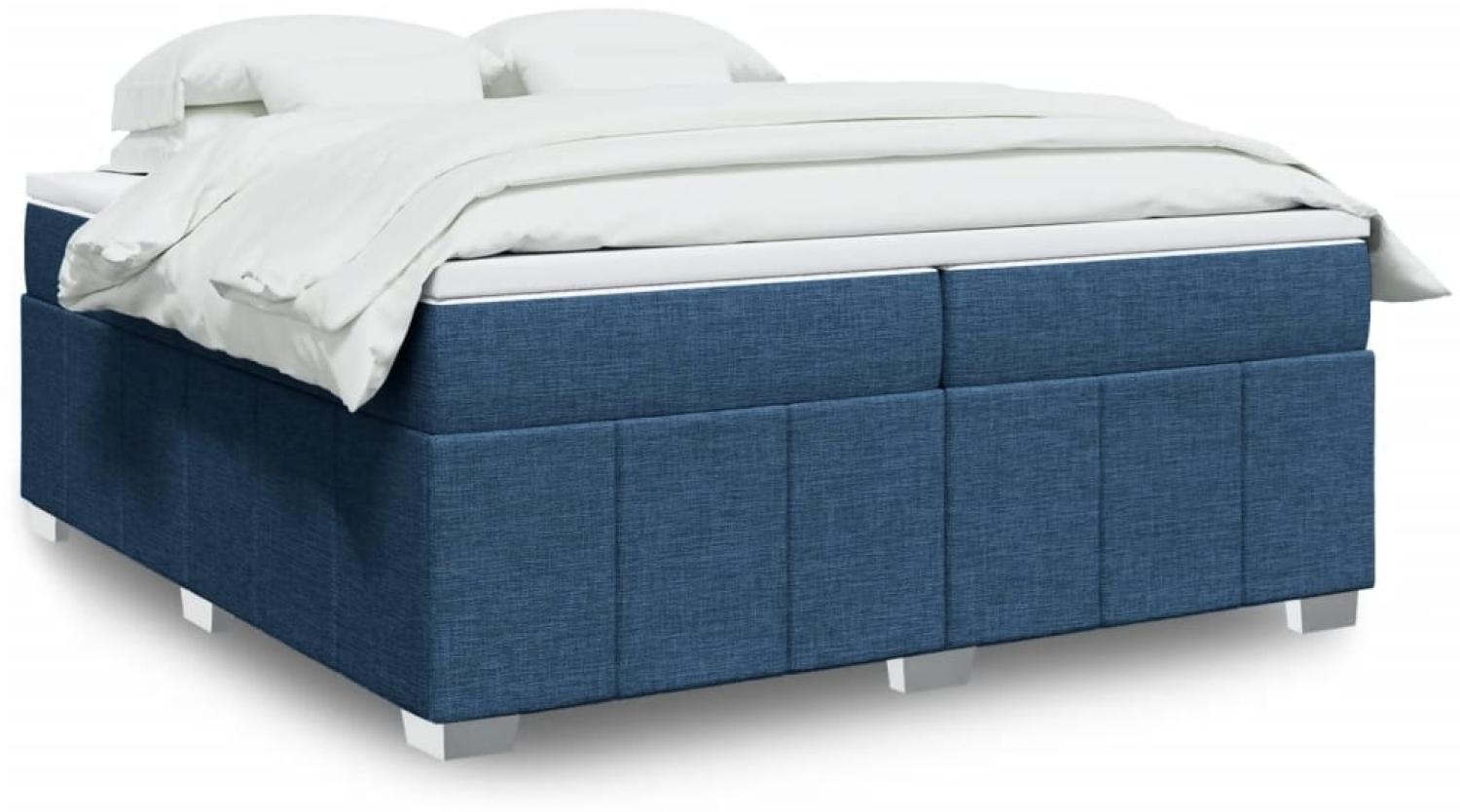 vidaXL Boxspringbett mit Matratze Blau 200x200 cm Stoff 3285504 Bild 1