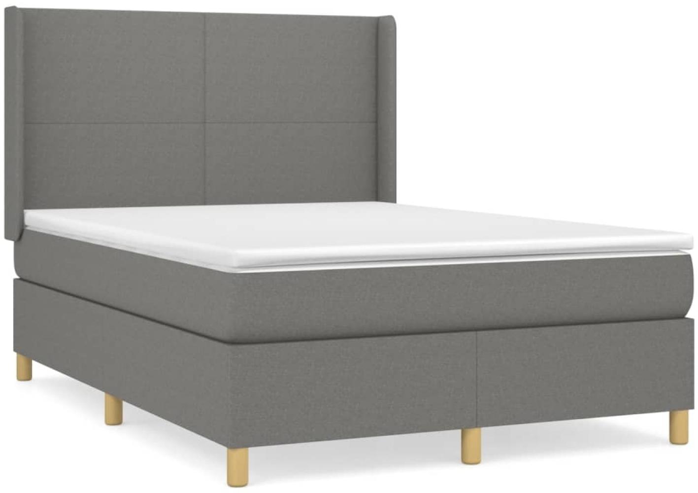vidaXL Polsterbett mit Matratze Dunkelgrau 140x190 cm Stoff Bild 1