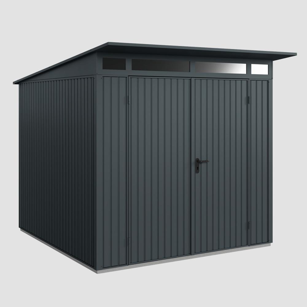 Hörmann Ecostar Metall-Gerätehaus Trend mit Pultdach Typ 2, 238 x 238 cm , anthrazitgrau, 5,7 m²,2-flüglige Tür Bild 1