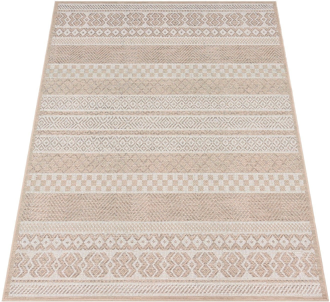 Paco Home In-& Outdoor Teppich Balkon Terrasse Küchenteppich Modernes Boho Ethno Muster, Grösse:80x250 cm, Farbe:Beige Bild 1