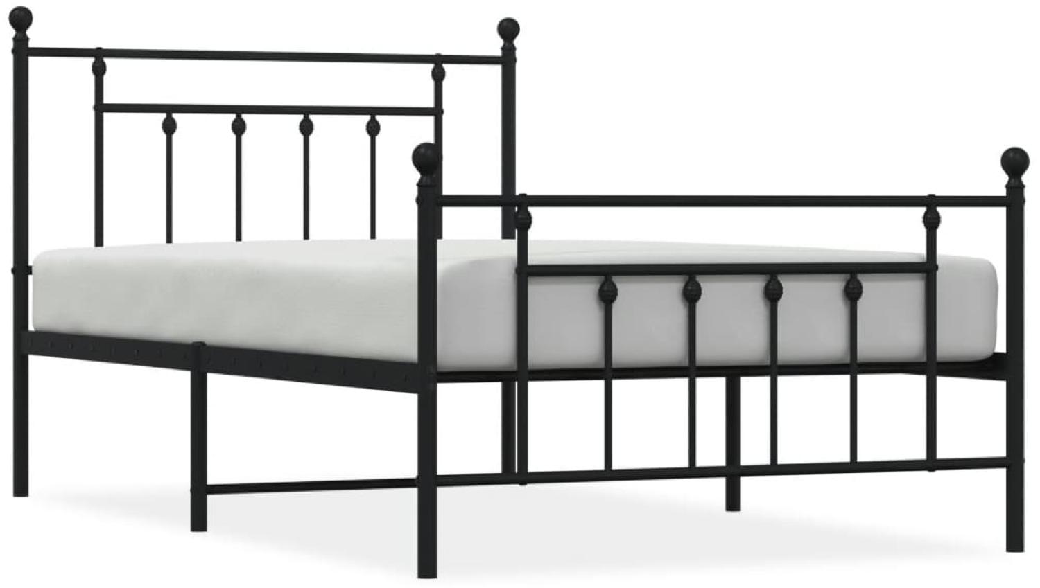 vidaXL Bettgestell mit Kopf- und Fußteil Metall Schwarz 107x203 cm 353551 Bild 1