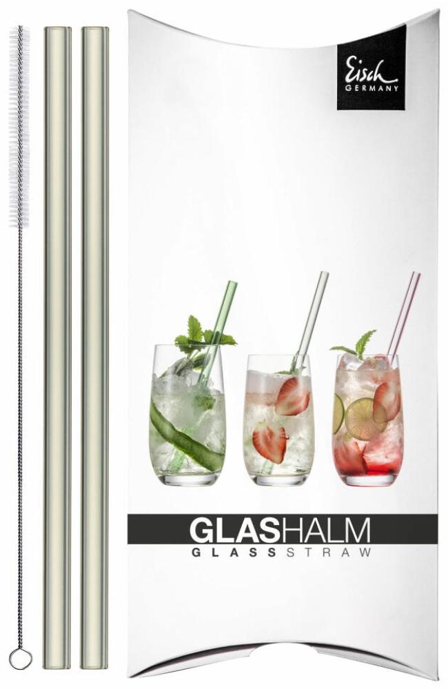 Eisch Glashalm 2er Set Gentleman Grau, mit Bürste, Glastrinkhalme, Glas, Grau, 20 cm, 86599812 Bild 1