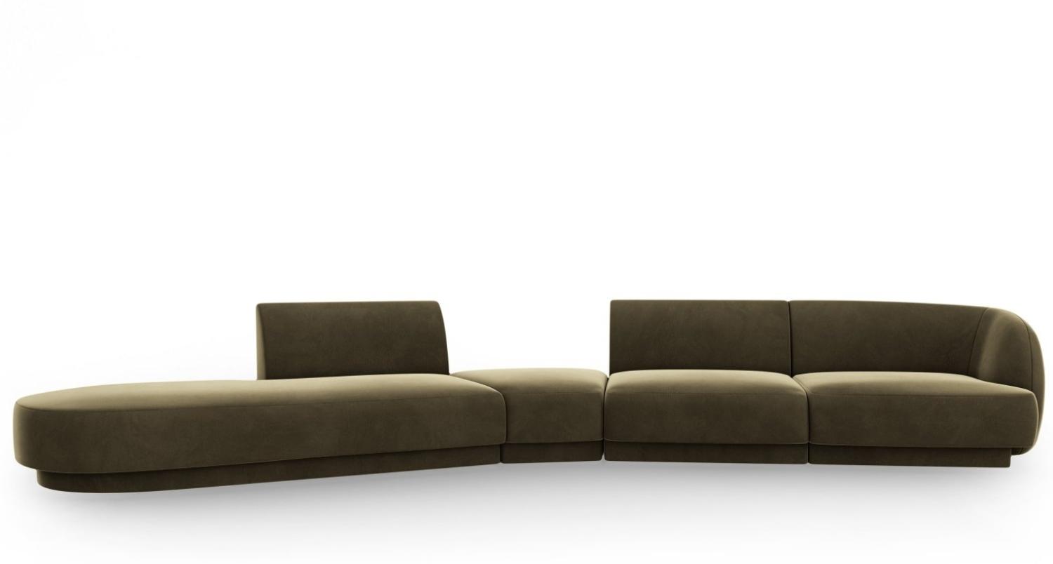 Micadoni Modulares Sofa Miley 5-Sitzer Links Samtstoff Grün Bild 1