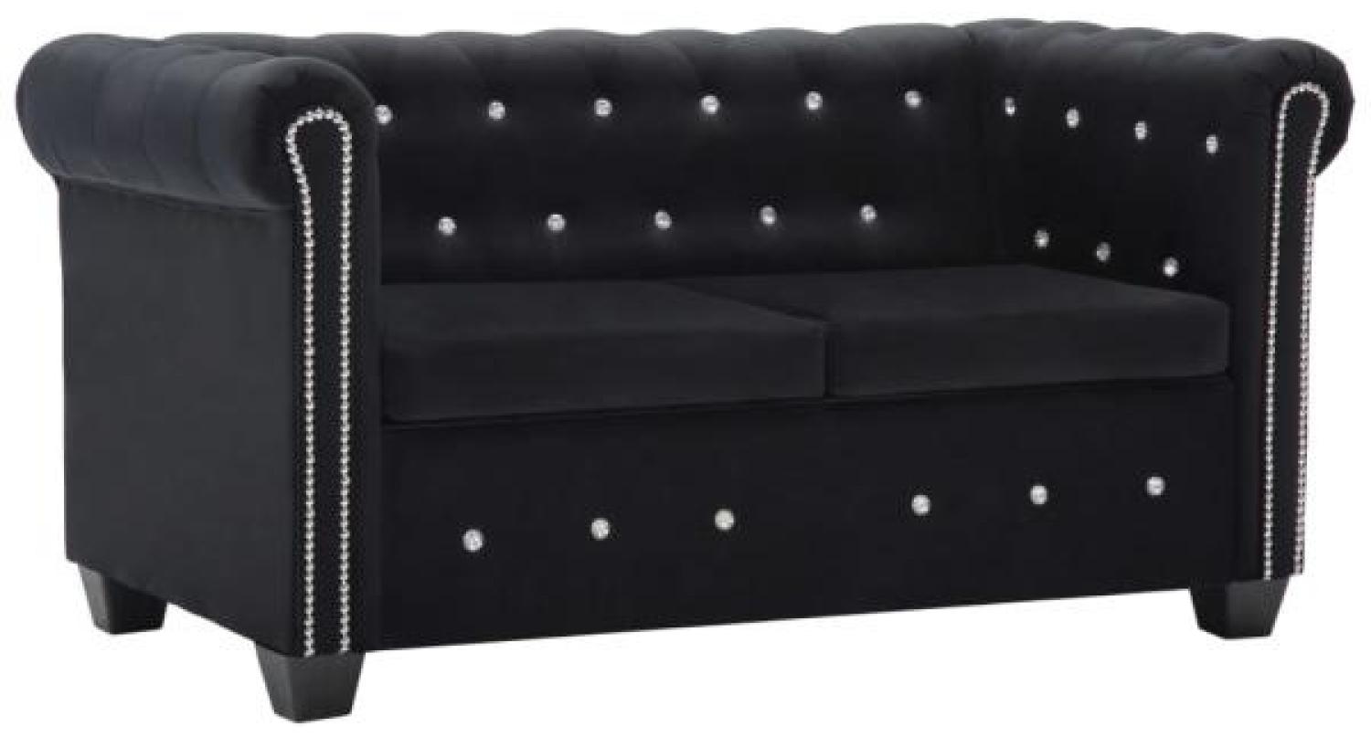 vidaXL Chesterfield Sofa 2-Sitzer Samtbezug 146 x 75 x 72 cm Schwarz Bild 1
