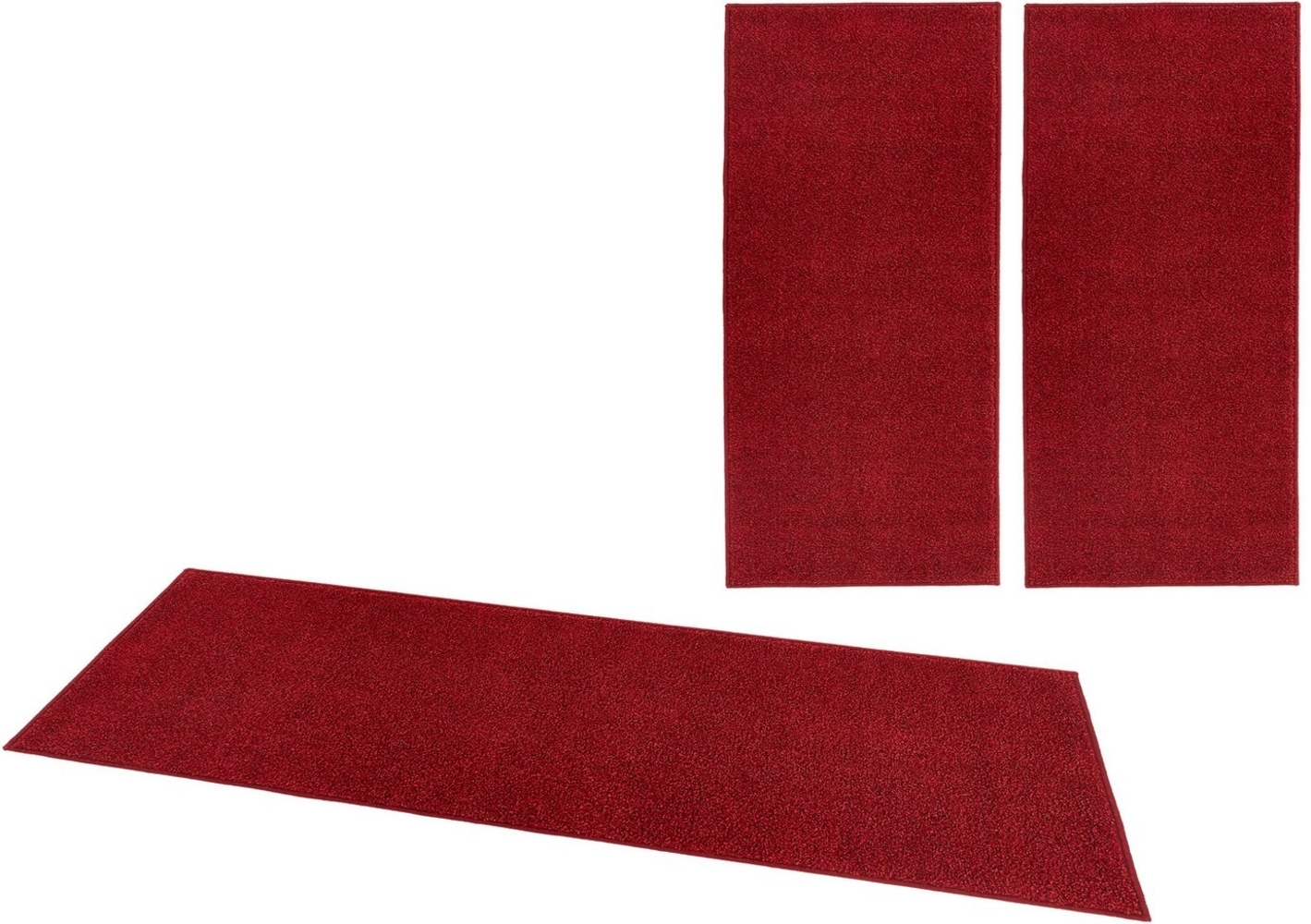 Kurzflor Bettumrandung Pure - rot - 70x140/70x140/70x230 cm Bild 1