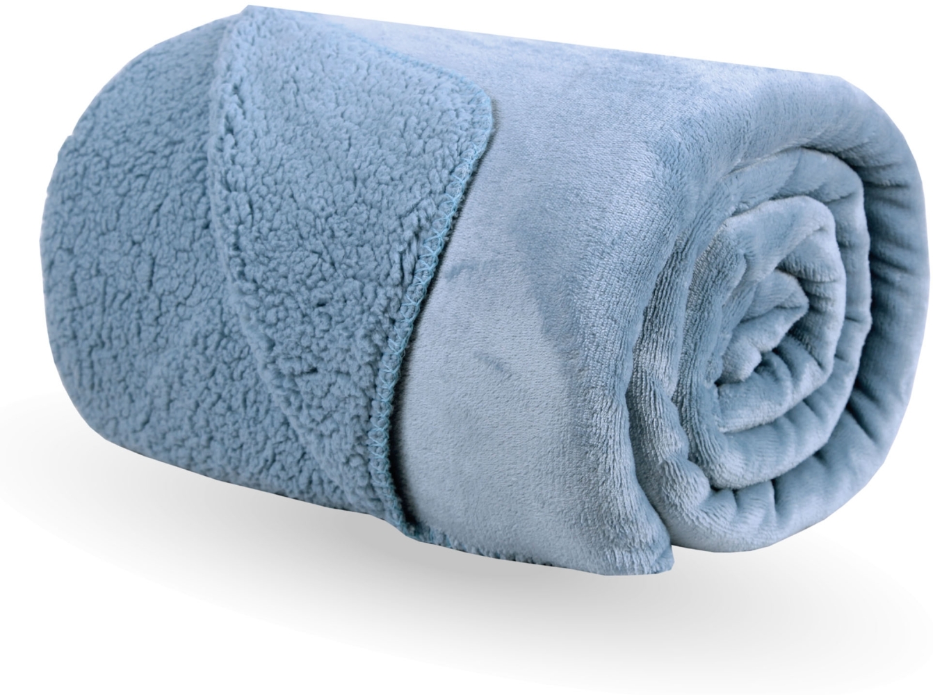 Kuscheldecke XXL 150x200cm ( Blau ) Flauschige Wendedecke, Flanell Sherpa-Fleece, Dicke Sofadecke - ÖKO-TEX - Couchdecke Tagesdecke - 450g/m² Bild 1