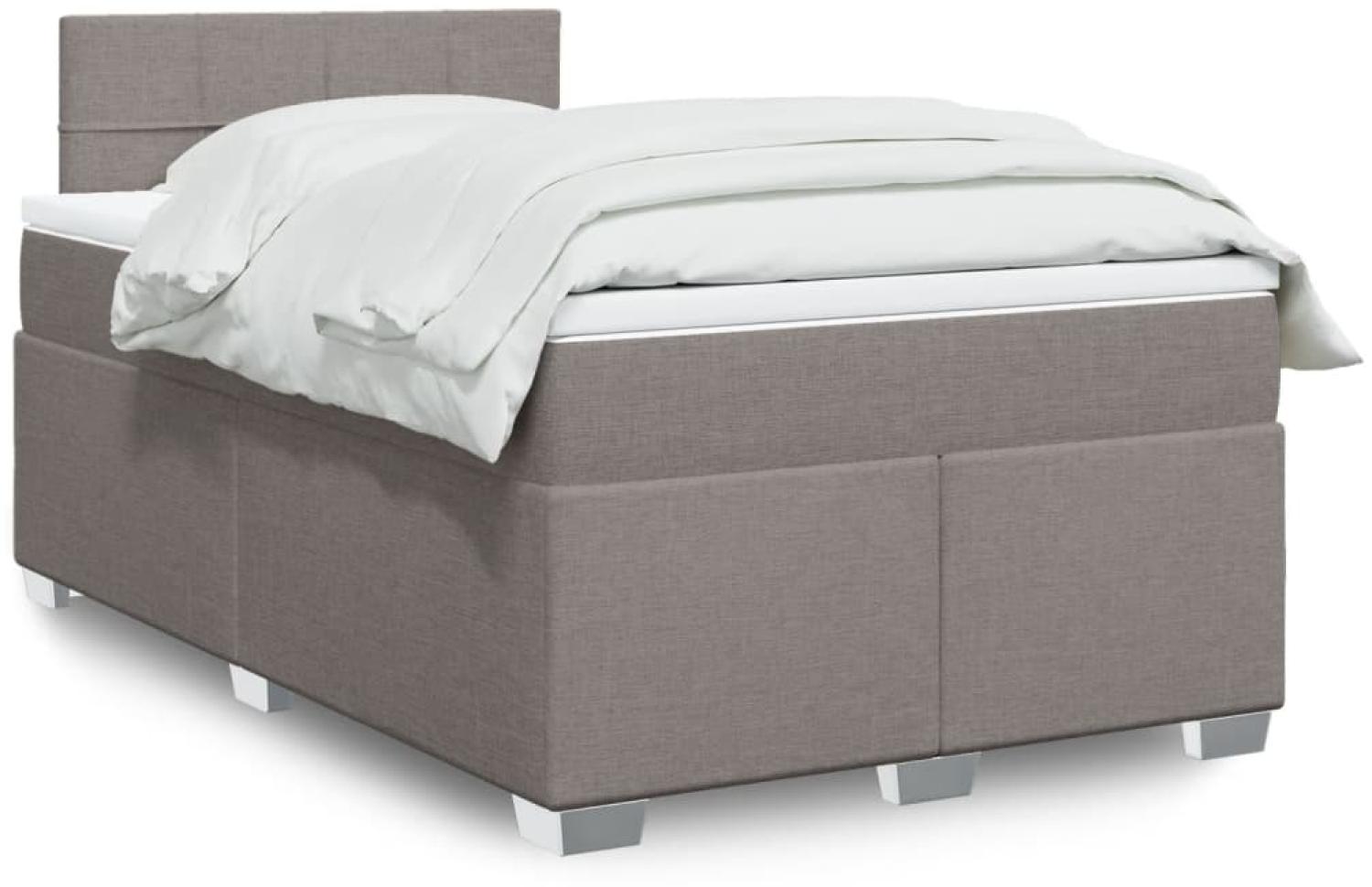 Boxspringbett mit Matratze, Stoff, Viereckige, grauer Fuß, Taupe, 120x200 cm, true Bild 1